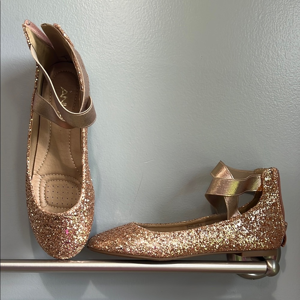 Anna Rose Gold Glitter Flats for Festive Occasions